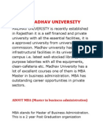 Mba in Madhav University