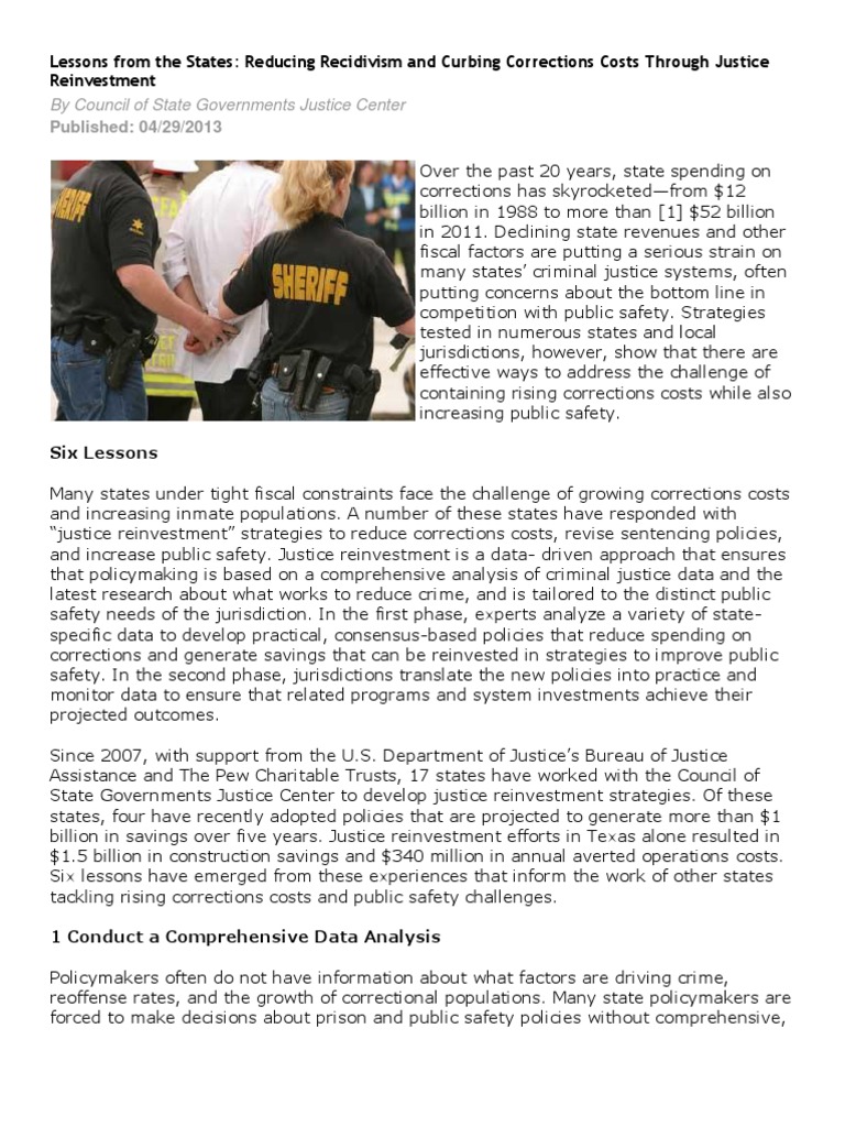 Reducing Recidivism Through Justice Reinvestment | PDF | Recidivism ...