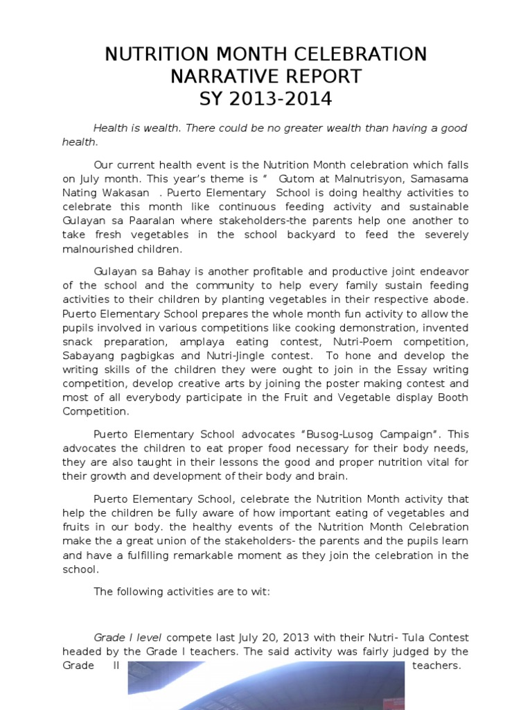 Nutrition Month Celebration Report 2013 | PDF | Nutrition | Diet ...