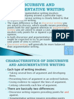 Discursive and Argumentative Writing