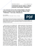 Legatura Dintre Invatamantul Superior Tehnic Si Stiintele Tehnice de A Lungul Istoriei Universitatii Politehnica Din Bucuresti