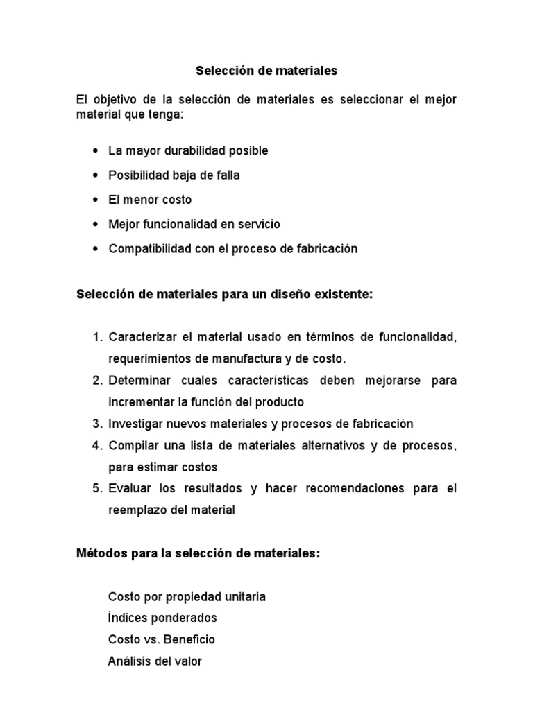 Selección de Materiales | PDF | Negocios | Tecnología