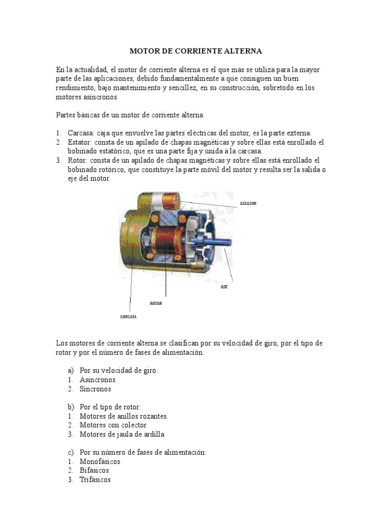 Funcionamiento de Motores de Corriente Alterna | PDF | Motor eléctrico ...