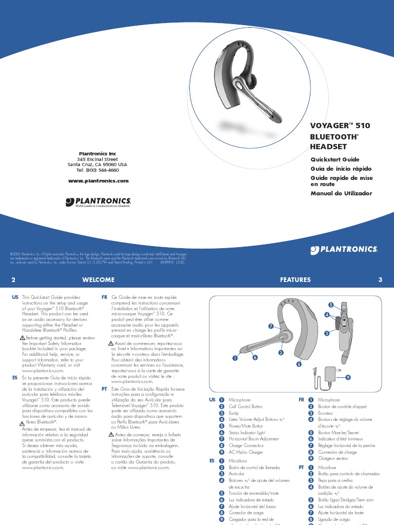 Plantronics Voyager 510 Bluetooth Headset Manual | Radio