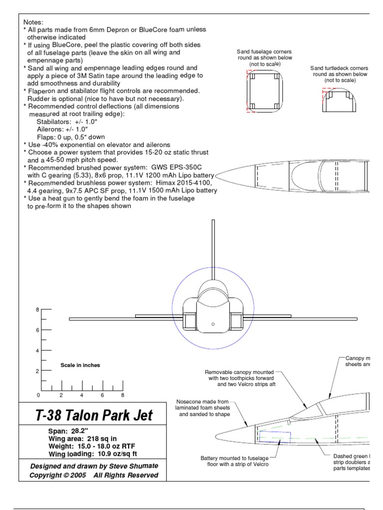 T-38 Park Jet Plans (Assembly Drawing) | Fuselage | Aileron