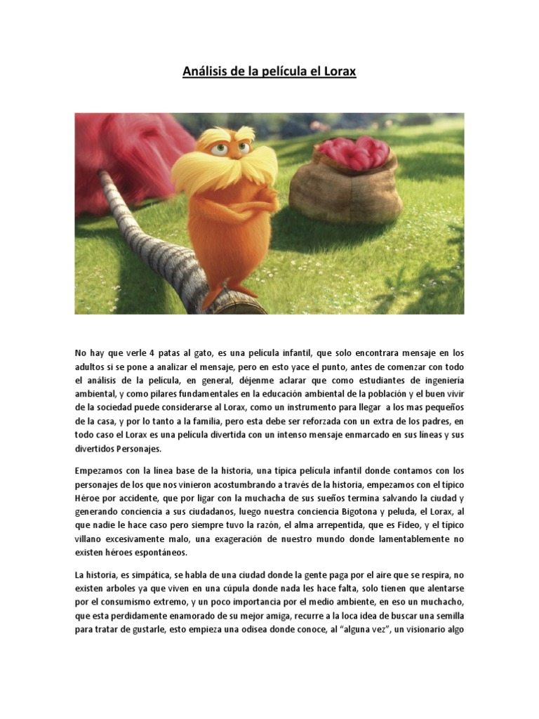 Análisis de la película el Lorax