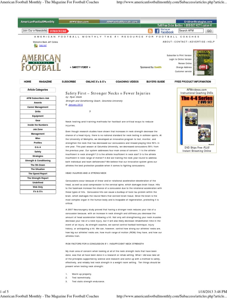 Neck Strengthening | Download Free PDF | Concussion | Sports