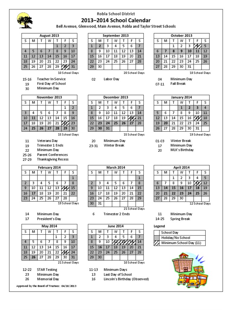Robla School District Calendars 2013-14 | PDF | Traditions | Birthdays