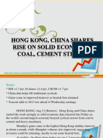 Hong Kong, China Shares Rise on Solid Econ Data; Coal, Cement Strong