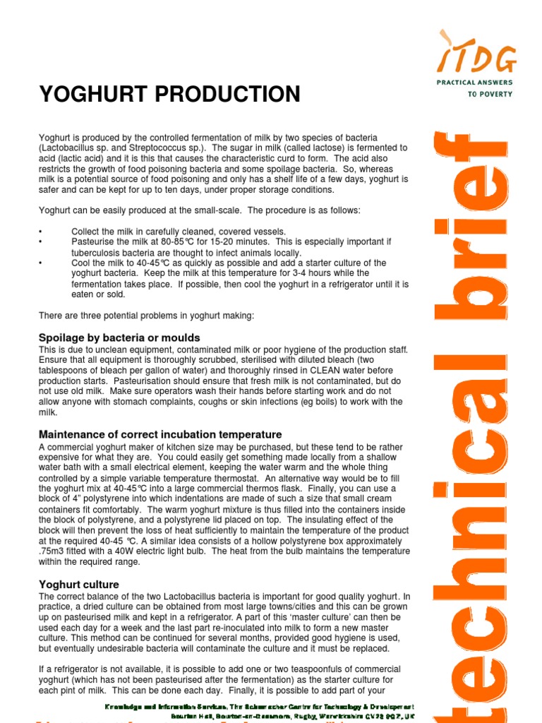 Yoghurt Pdf Yogurt Milk