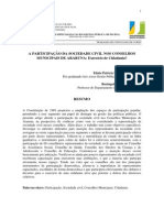 A Participaaao Da Sociedade Civil Nos Conselhos Municipais de Araruna Exercacio Da Cidadania 1343925508