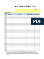 Inventory of Work Activities Form