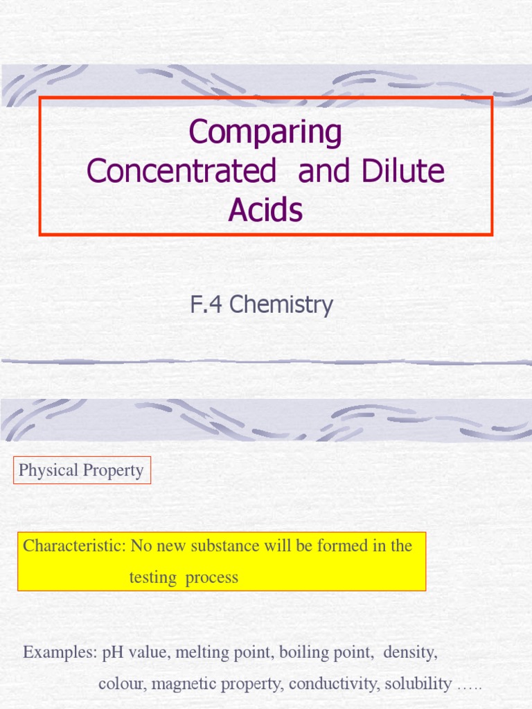 Comparing Acids (Dilute and Strong) PDF Acid Hydrochloric Acid