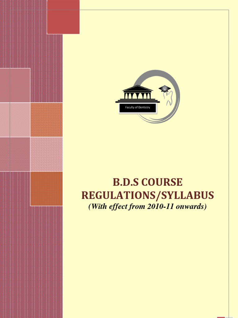 Kuhas Bds Syllabus PDF Dental Degree Oral And Maxillofacial Surgery