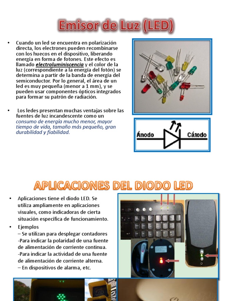 Aplicaciones y funcionamiento del diodo LED | PDF | Diodo emisor de luz ...