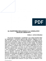 Mendoza Positivismo pedagógico y legislación escolar