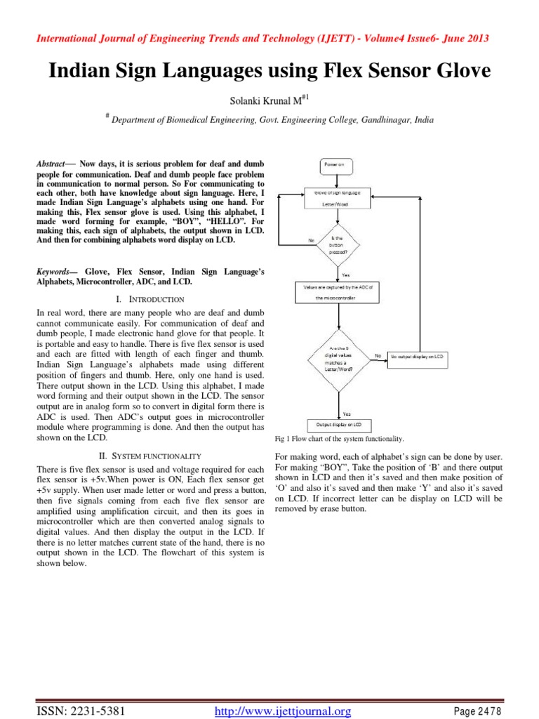 Flex Sensor Glove for Indian Sign Language | PDF | Analogue Electronics ...