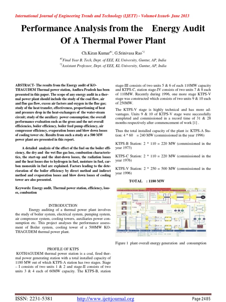 Performance Analysis From The Energy Audit of A Thermal Power Plant | PDF