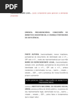 63.1- Pet. inicial - Concessão de benefício assistencial a criança portadora de deficiência