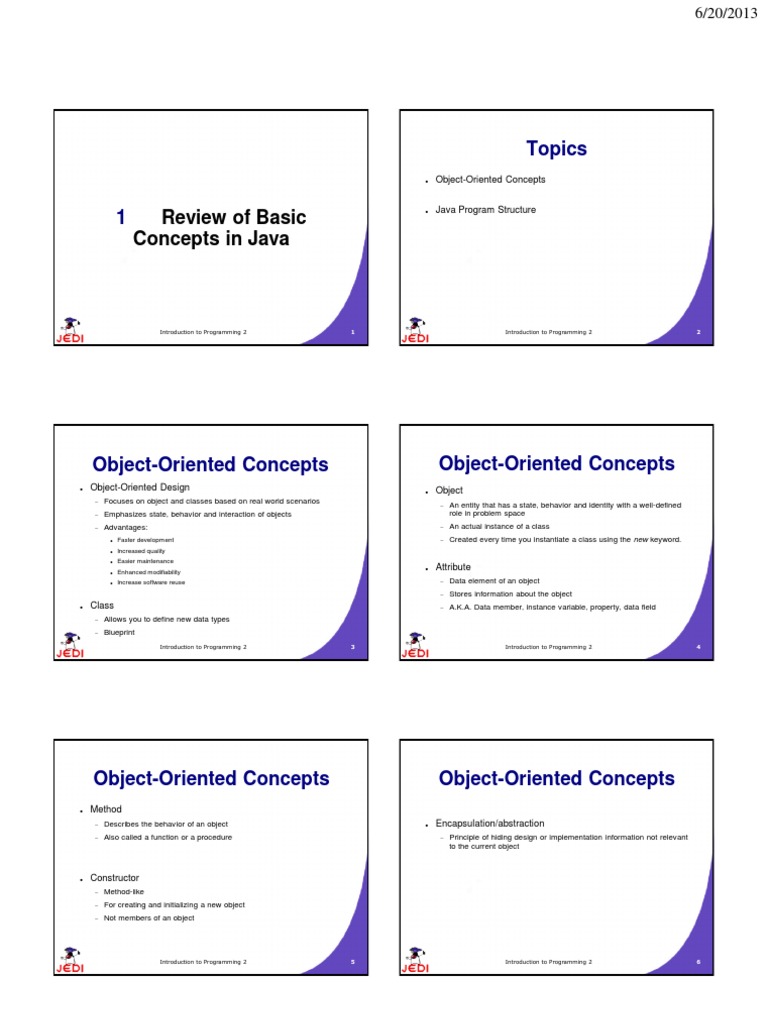 Java Object-Oriented Programming Basics | PDF | Teaching Methods ...