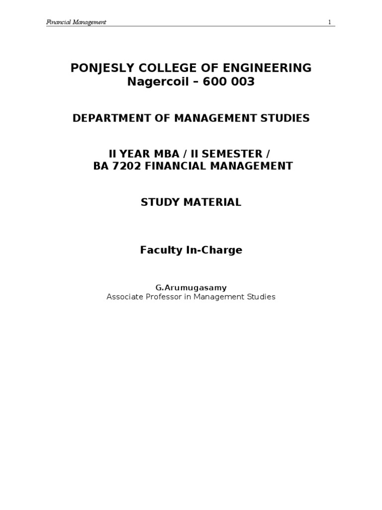 FM Notes | PDF