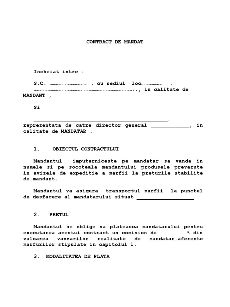 12 5 Contract De Mandat Model Simplu