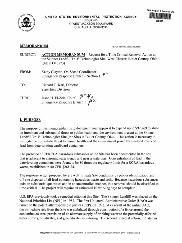 Skinner Memo EPA PDF Superfund Hazardous Waste