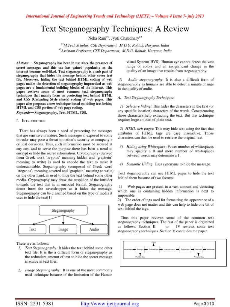 Text Steganography Techniques Review | PDF | Html | Cascading Style Sheets