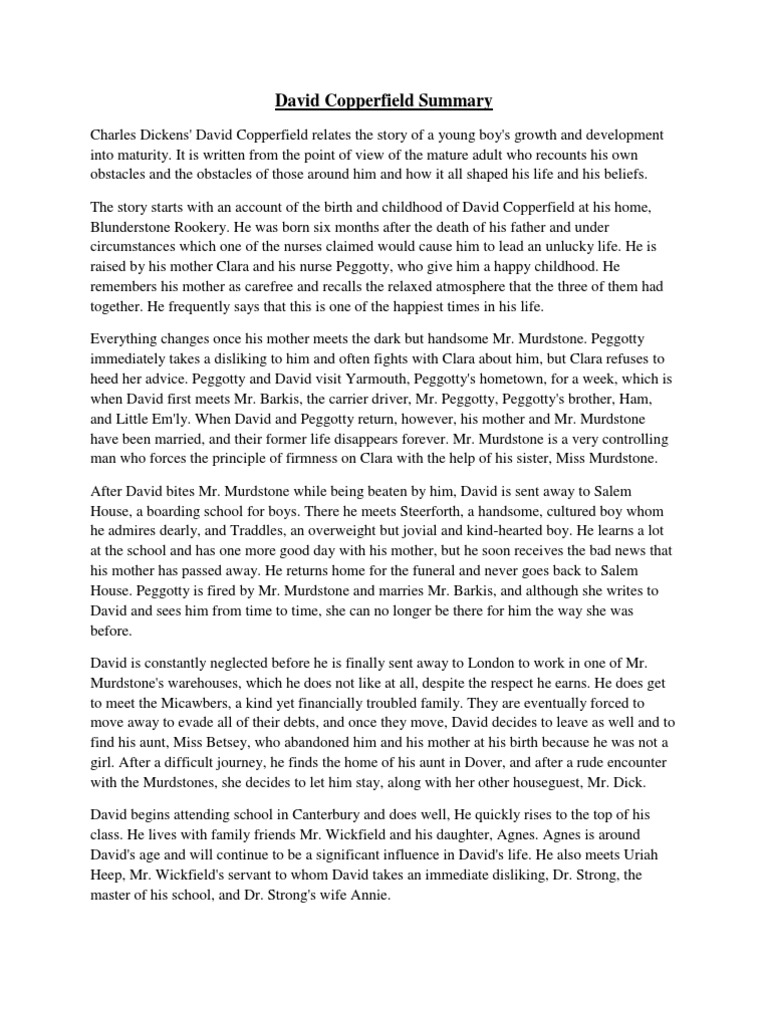 David Copperfield Summary PDF