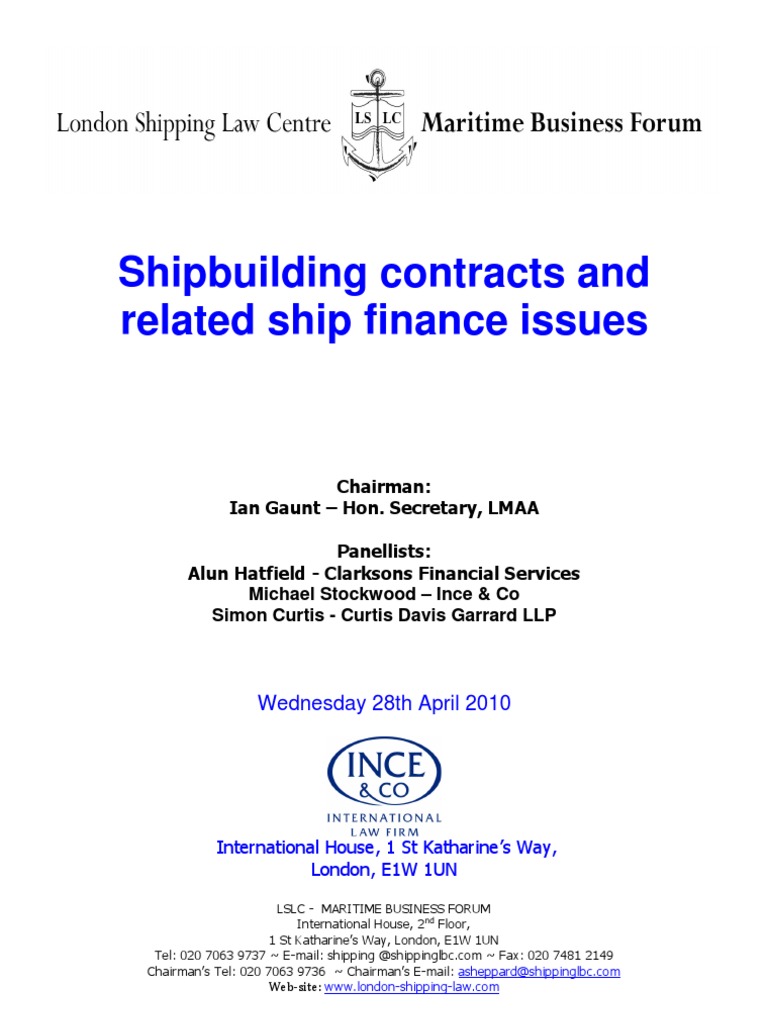 Shipbuilding Contracts and Financing Issues | PDF | Arbitration ...