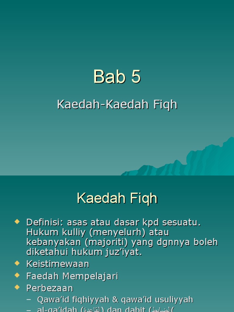 Bab 5 Kaedah Kaedah Fiqh