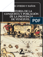 Historia de La Conquista y Poblacion de - Jose de Oviedo y Banos