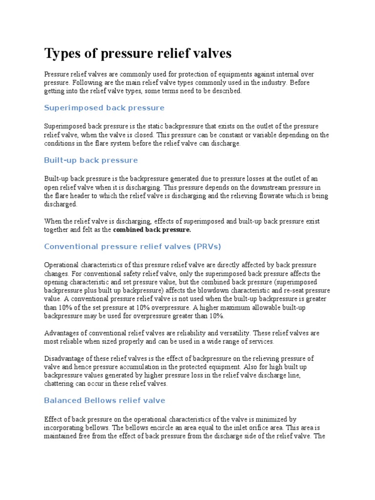 Overview of Pressure Relief Valve Types | PDF | Valve | Scada