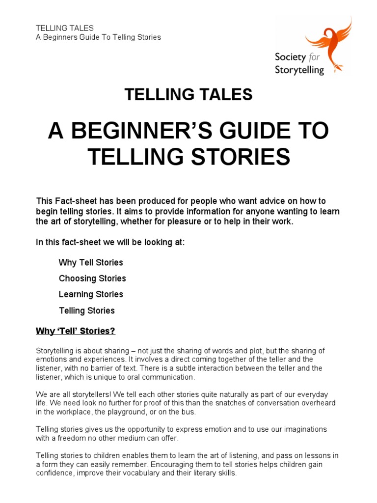 A Beginner S Guide To Telling Stories Storytelling Narrative