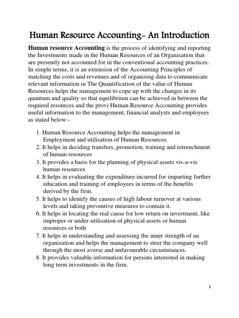 Human Resource Accounting Guide | PDF | Business Economics | Economies