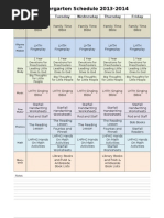 Kindergarten Weekly Schedule