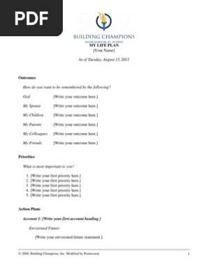 Life Plan Template