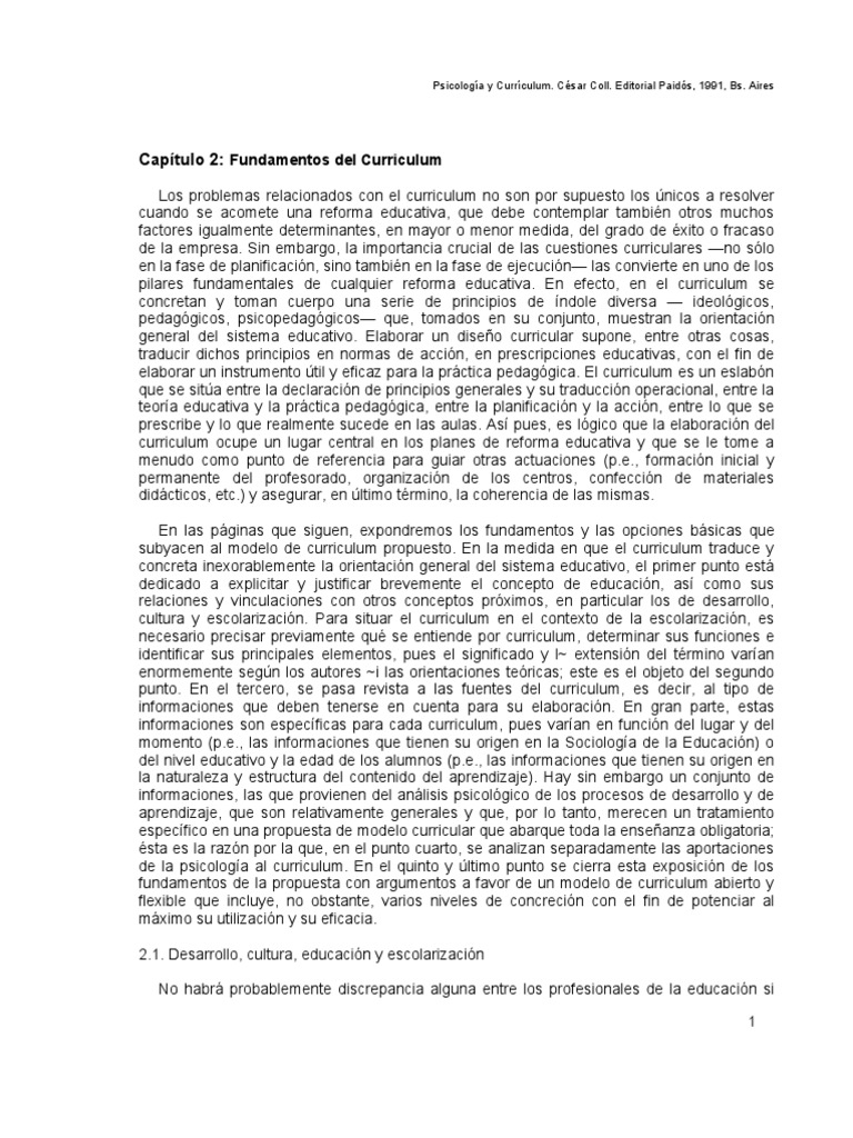Fundamentos del Currículum Educativo | PDF | Plan de estudios | Aprendizaje