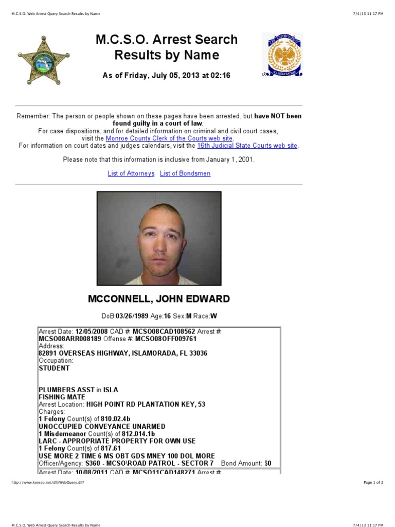 M.C.S.O. Inmate Arrest Records | PDF