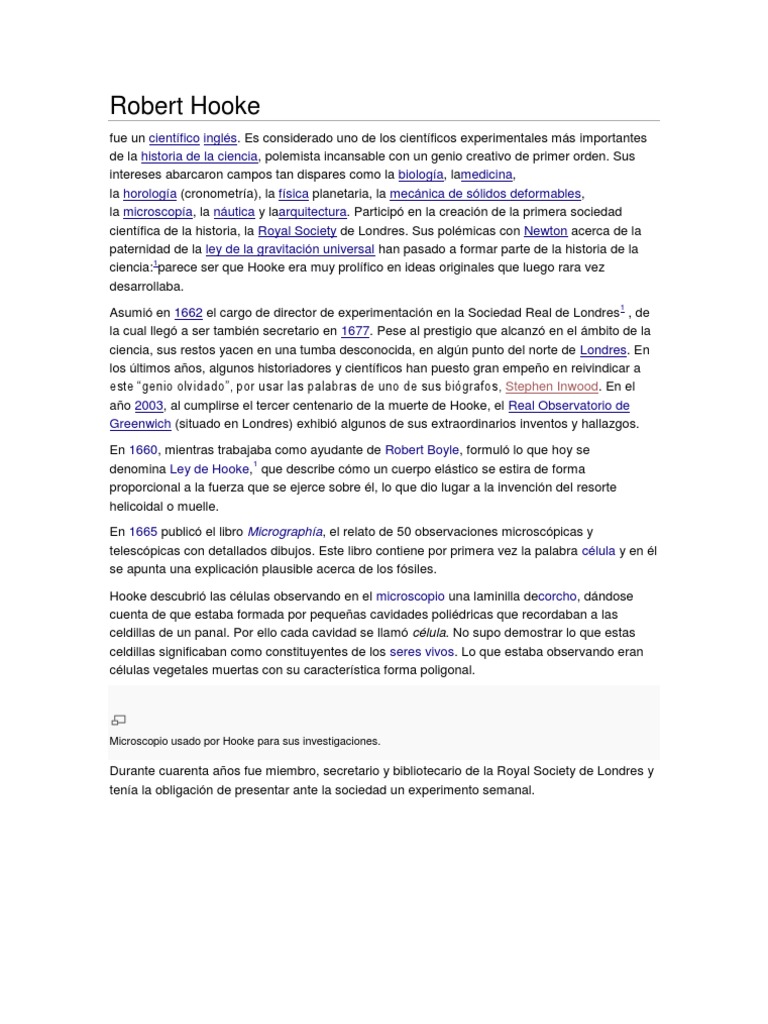 Biografia De Robert Hooke Quien Fue Quien Net