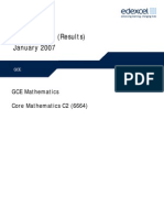 Edexcel GCE Core 2 Mathematics C2 advanced subsidary jan 2007 6664 mark scheme