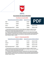 Fee Structure For Season 2013/2014: Prem/Reserves (Usually $300)