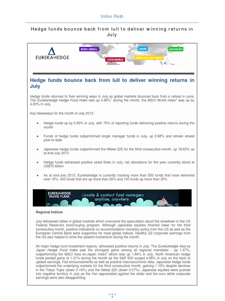 Hedge Funds Bounce Back From Lull To Deliver Winning Returns in July