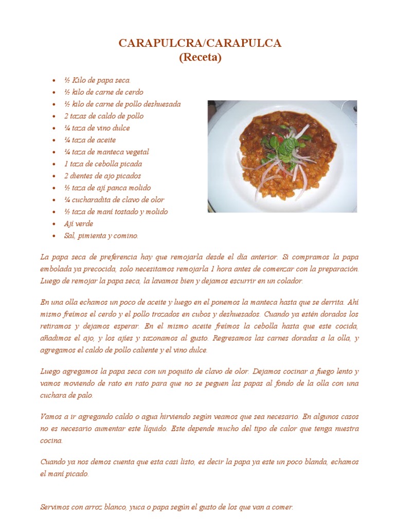 Menu Chinchano | PDF | Alimentos | Cocina