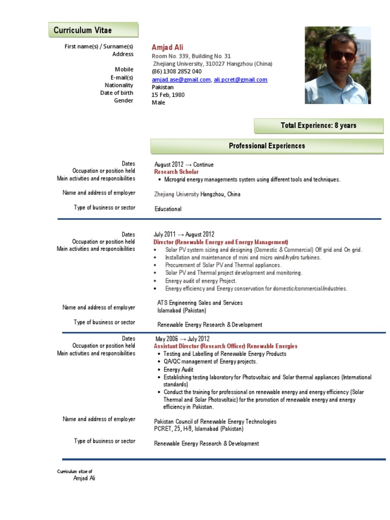 Amjad CV-Renewable Energy, Energy Efficieny and Energy Manager | PDF ...