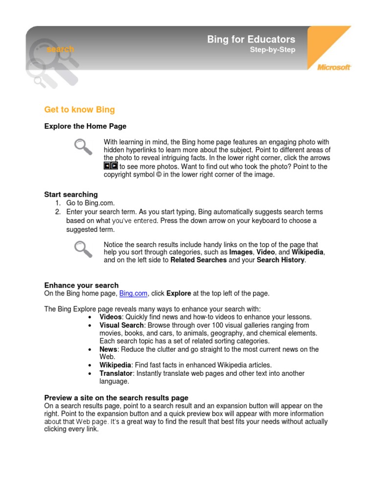 Bing Step by Step | PDF | Web Browser | Internet Explorer