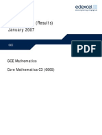 Edexcel GCE core 3 mathematics C3 6665 advanced subsidiary jan 2007 mark scheme