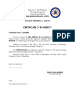 Certificate of Residency