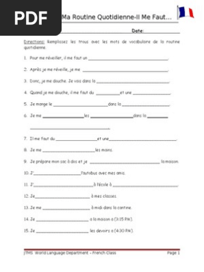 G8 Ma Routine Quotidienne Il Me Faut Quoi Worksheet Echecs Theorie Echecs