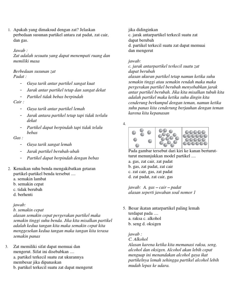 Soal Soal Pembahasan Wujud Zat
